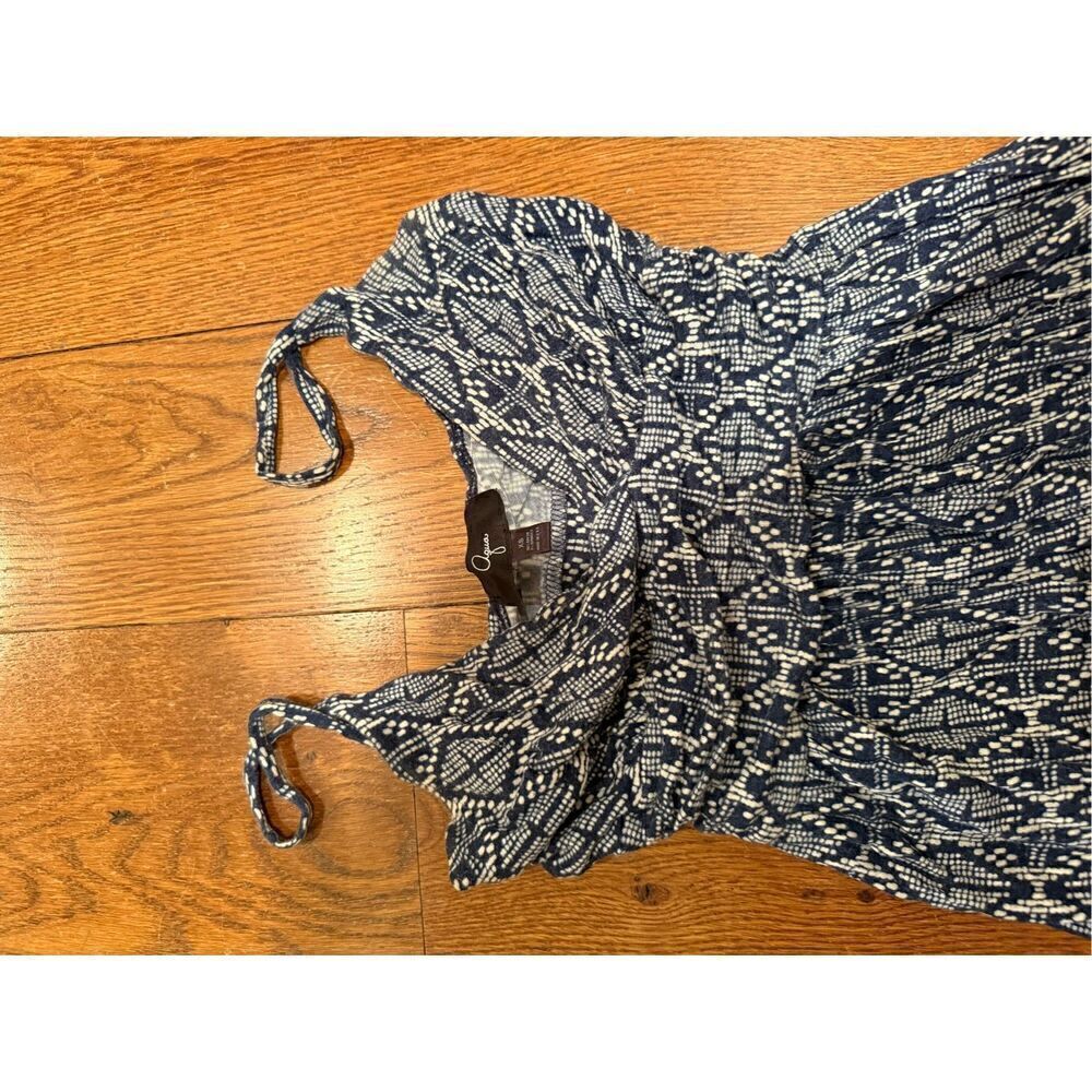 Boho Navy & White Smocked Sundress – Size Small